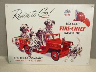 Texaco Gasoline Fire Chief Sign.
