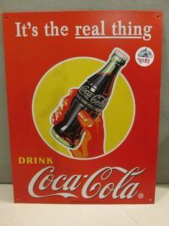The Real Thing Cola Cola Metal Sign.