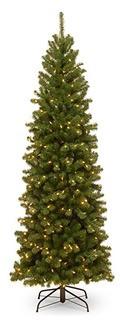 National Tree NRV7-358-75 7.5 ft. North Valley Spruce Pencil Slim Hinged Tree with 400 Clear Lights 