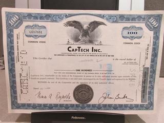 CapTech Inc. Stock Certificate.