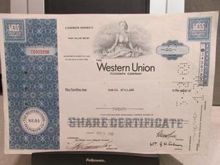 The Western Union Telegraph Company Stock Certificate.