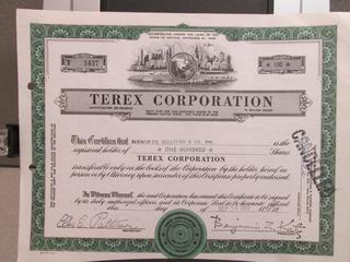 Terex Corporation Stock Certificate.