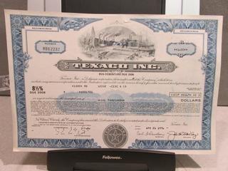 Texaco Inc. Stock Certificate.