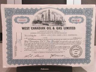 West Canadian Oil & Gas Ltd. Stock Certificate.