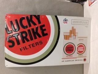 Lucky Strike Cigarette Metal Sign.