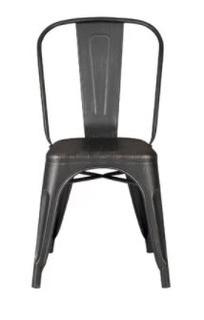 AC Pacific Armless Stackable Bistro Side Chair - Distressed Black (Set of 2) (JYQ1711_19603357)  