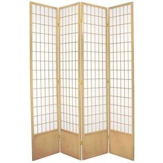 Oriental Furniture 83.5 x 56 Window Pane Shoji 4 Panel Room Divider (OFN5673_11370960) , Walnut 