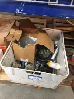 Box of Assorted Parts Including Strobe beacon, Clamps & More.