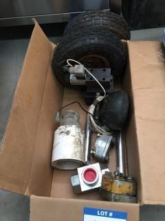 Box of Wheels, Light, Clamps & More.