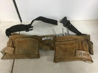 Leather Tool Belt with Assorted Screwdrivers.