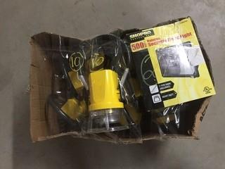 (10) Star Headlight & Lantern Flashlights & (2) 500W Security Flood Lights.