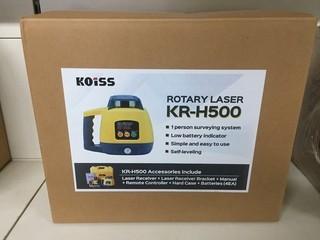 Koiss KR-H500 Rotary Laser with Accessories, Unused.