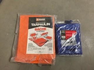  10' x 12' Orange Tarp &  6' x 8' Blue Tarp.