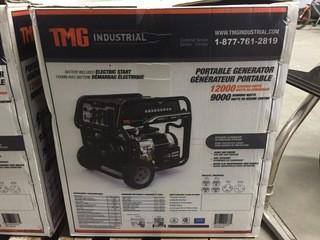 TMG Industrial 12000/9000W Electric Start Portable Generator, Unused.