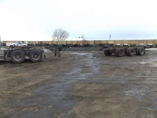 2000 Transtech 40'-53' Expandable Triaxle Chassis c/w 11R22.5 Tires. S/N 2TJCX0330Y1000110. Note: Chassis Won't Close.