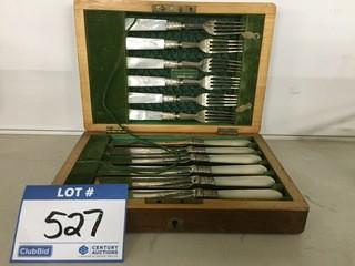 12 Piece Silver-plated/Mother of Pearl Fork & Knife Set.