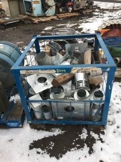 Assorted Tin Ducting with Steel Crate.