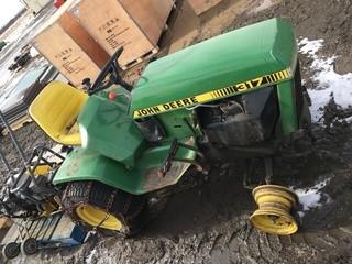 John Deer 317 Ride on Mower w/Tire Chains