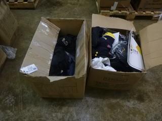 Box of Office Supplies, Clothing, Hats, Coats Shirts
