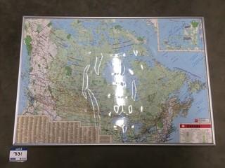 Framed Map of Canada.