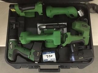 Case Containing (5) Assorted Superior Power Tools & (2) Batteries.