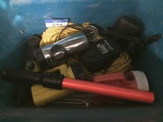 Lot of Flashlights, Auto Heater, Rope, Etc.