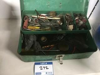 Metal Tool Box Containing Screwdrivers, Electrical Tape, Etc.