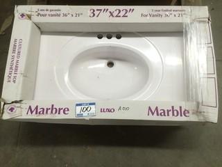 37" x 22"  Cultured Marble Vanity Top.