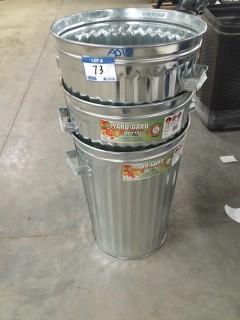 (3) Metal Trash Cans.