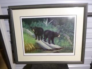 Ducks Unlimited Bear Picture "Double Trouble" by Howard Coneybeare, 28" x 30"