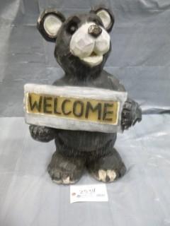 21" Welcome Bear w/ Solar Power Light Sign, *Damaged* (E5-2-3)