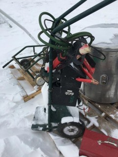 Acetylene Bottle Cart c/w Regulator, Battery Charger & Tool Box.