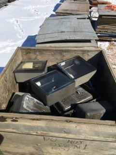 Wooden Bin c/w Quantity of Assorted Outdoor Lights.