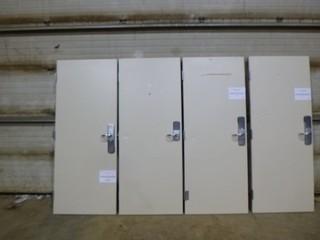 (4) Steel Fire Doors, C/w (4) Steel Frame Pieces *Doors Rated 90 Minutes*