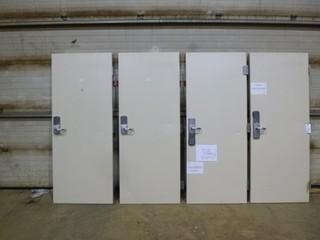(4) Steel Fire Doors, C/w (4) Steel Frame Pieces *Doors Rated 90 Minutes*