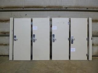 (4) Steel Fire Doors, C/w (4) Steel Frame Pieces *Doors Rated 90 Minutes*