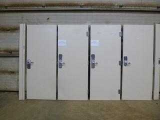 (4) Steel Fire Doors, C/w (4) Steel Frame Pieces *Doors Rated 90 Minutes*