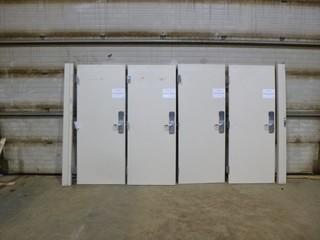 (4) Steel Fire Doors, C/w (4) Steel Frame Pieces *Doors Rated 90 Minutes*