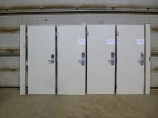 (4) Steel Fire Doors, C/w (4) Steel Frame Pieces *Doors Rated 90 Minutes*