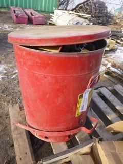 Justrite 80L Oil Waste Can c/w Contents 