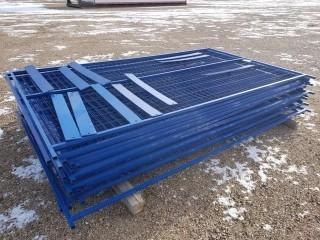 20 Panels, 10'x6' Blue Construction Fence, 200 Linear Feet c/w Feet and Tops. 3mm Dia Wire, Electro Galvanized Wire, Powder Coated.