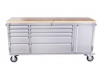 72" 10 Drawer Stainless Steel Tool Chest.