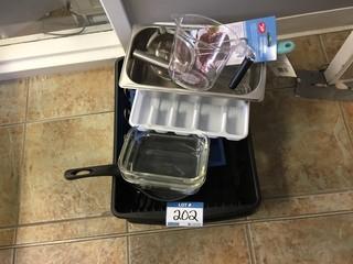 Kitchen Supplies Including Dish Rack, Utensil Holders, Scale.