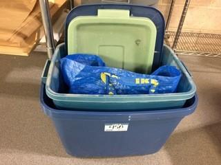 (2) Plastic Totes with Lids & Extension Cords.
