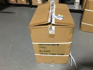 Box of 100ml Plastic Bottles With Black Caps (400).