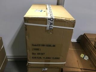 Box of 100ml Plastic Bottles With Black Caps (400).