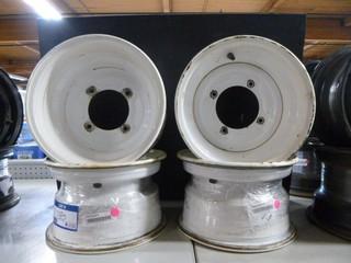 (2) Kawasaki Bayou Rims 11x6.5, Used, C/w (2) Kawasaki Bayou Rims 11x8, Used, All 4/137 Bolt Pattern