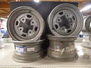 (2) Stock Steel Rims 12x6, Used, C/w (2) Stock Steel Rims 12x7, Used, All 4/137 Bolt Pattern