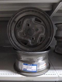 (2) Stock Steel Rims 12x6, Used, C/w (2) Stock Steel Rims 12x7.5, Used, All 4/110 Bolt Pattern