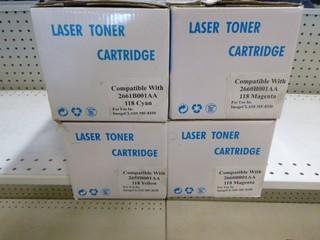 (4) Laser Toner Cartridges, 2 Magenta, 1 Cyan, 1 Yellow